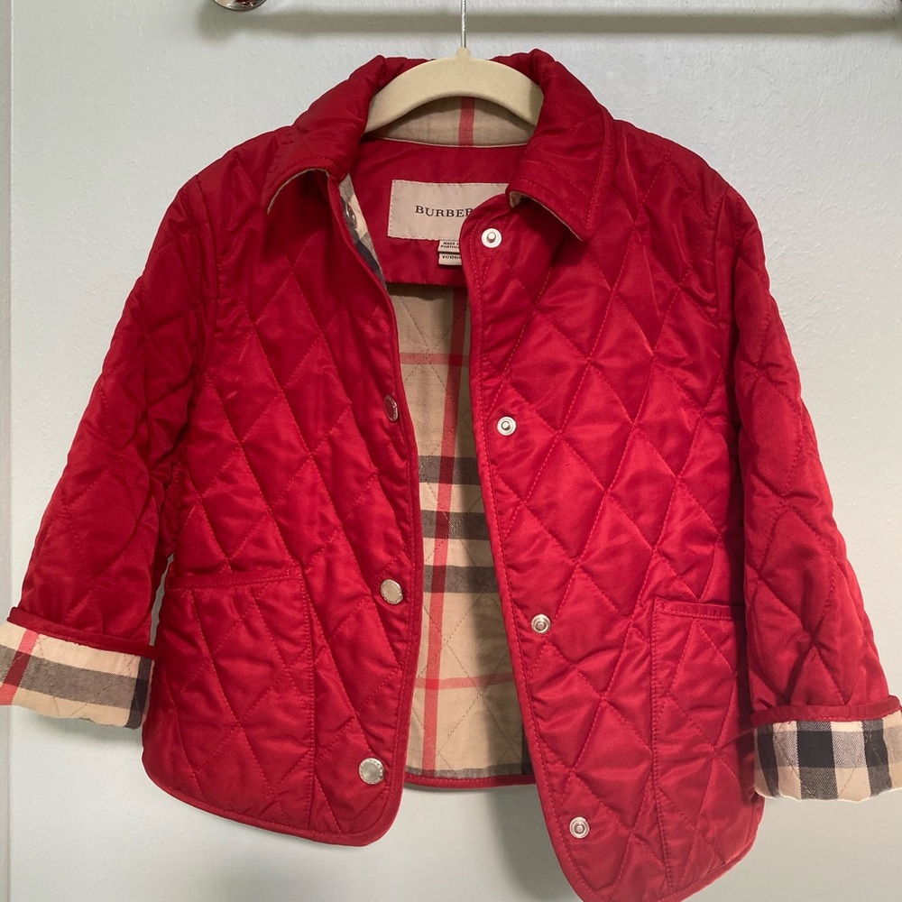 Burberry Kids red quilted jacket 4T